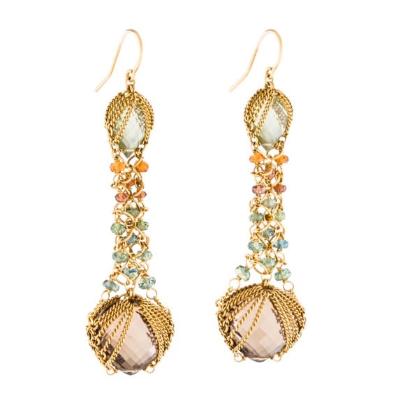 SOLD -Anthony Nak 18k Multicolored Sapphire Earrings - Picture 6 of 7